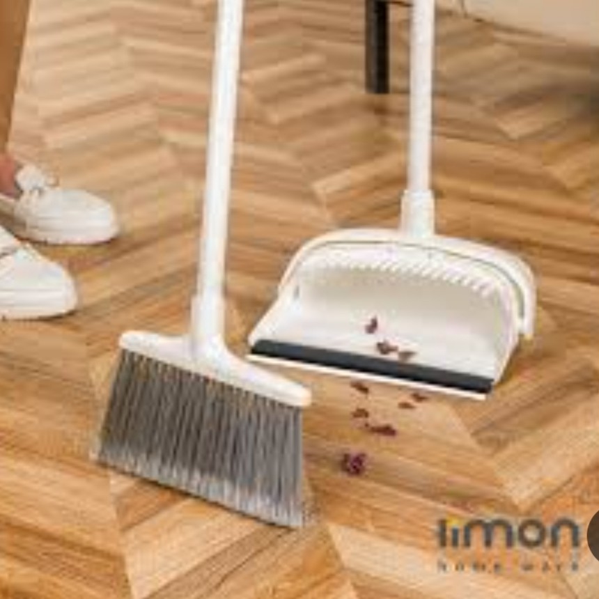 جارو خاک انداز دسته بلند مخزن دار لیمون 