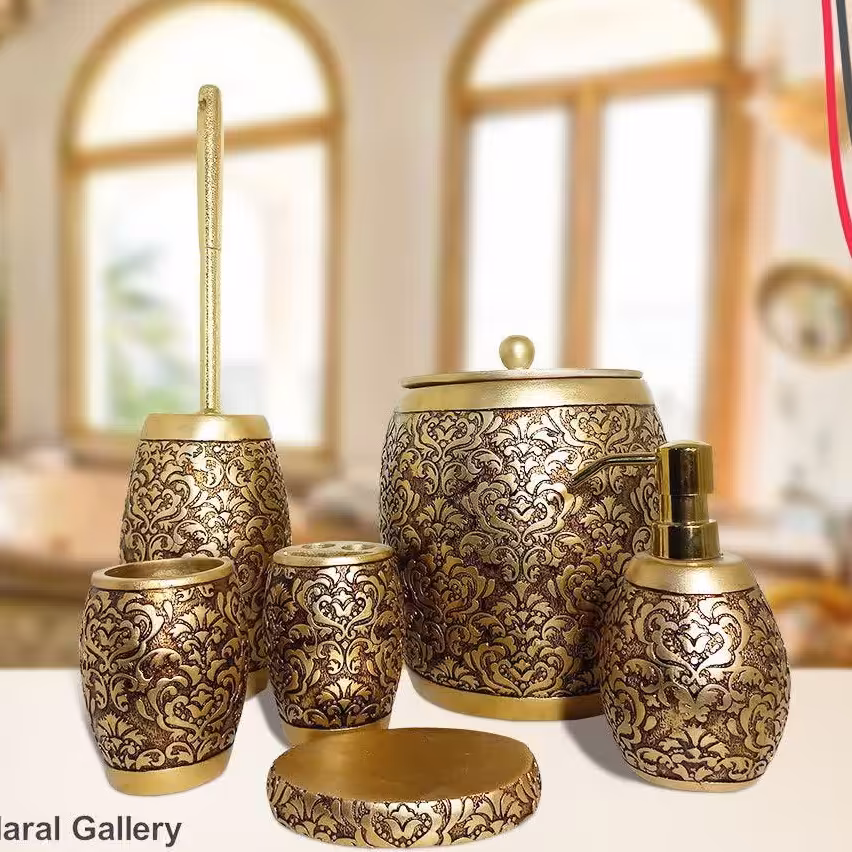 ست سرویس بهداشتی رزین رنگ طلا(ارسال تیپاکس پس کرایه)