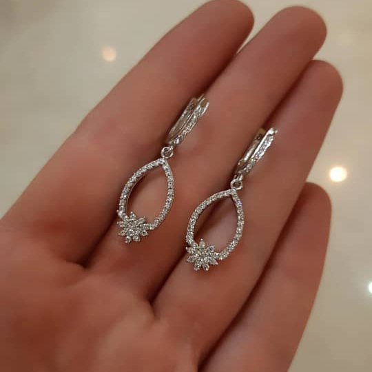 گوشواره نقره نگین دار