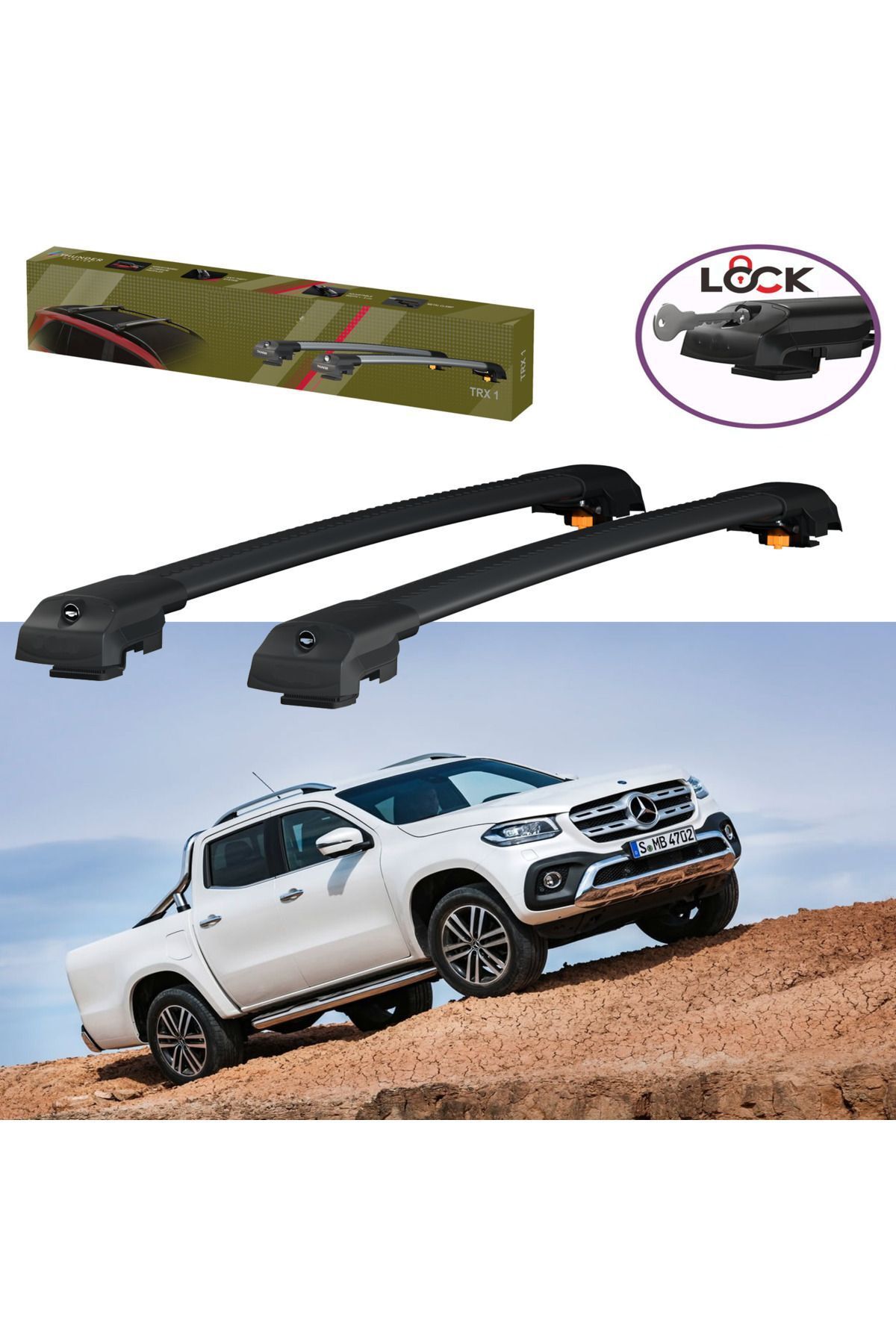 جعبه بار سقفی مشکی مرسدس X CLASS 2017 THUNDER CARRIER LOCKED SEARFALL BAR سقف Thunder