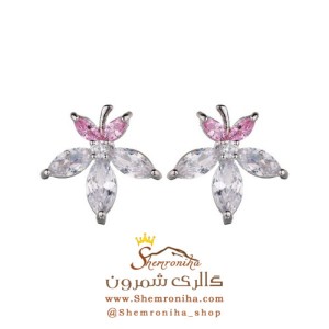 گوشواره زنانه برگ کریستال صورتی EAR450S0