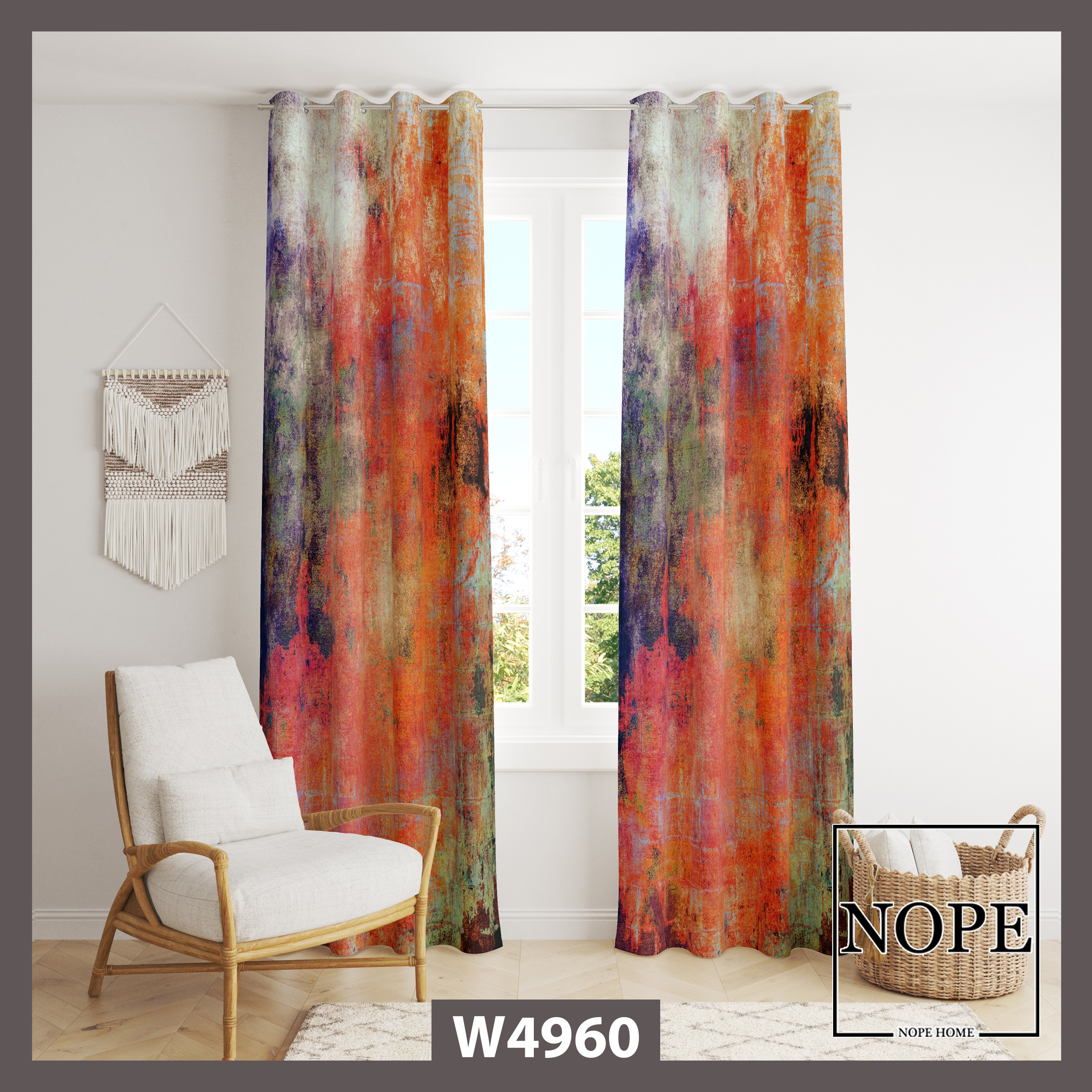 پرده چاپی پانچی دوقواره کد 4960