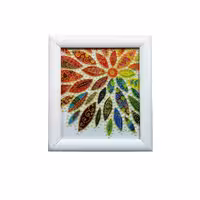 تابلو ویترای طرح گل رنگین کمانی (نقاشی روی شیشه)