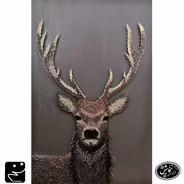 تابلو برجسته هنری میخ و نخ (نخاش) طرح گوزن کد SAhm-11002