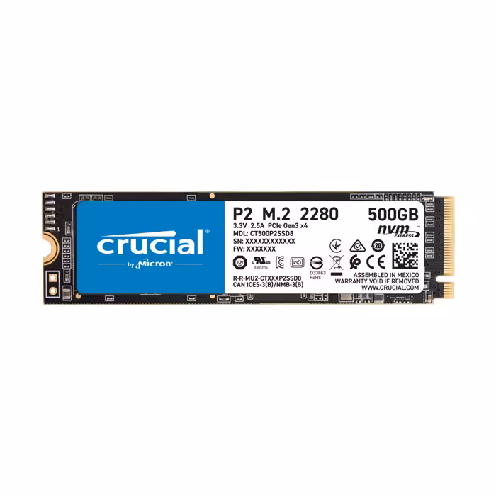 اس اس دی اینترنال M.2 2280 NVMe کروشیال مدل P2 ظرفیت 500GBCrucial P2 500GB PCIe M.2 2280 SSD