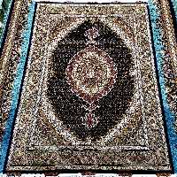 فرش دستبافت ریز ماهی خرّم طرح کمال الملک خوی سایز قالیچه سرمه ای کد 128