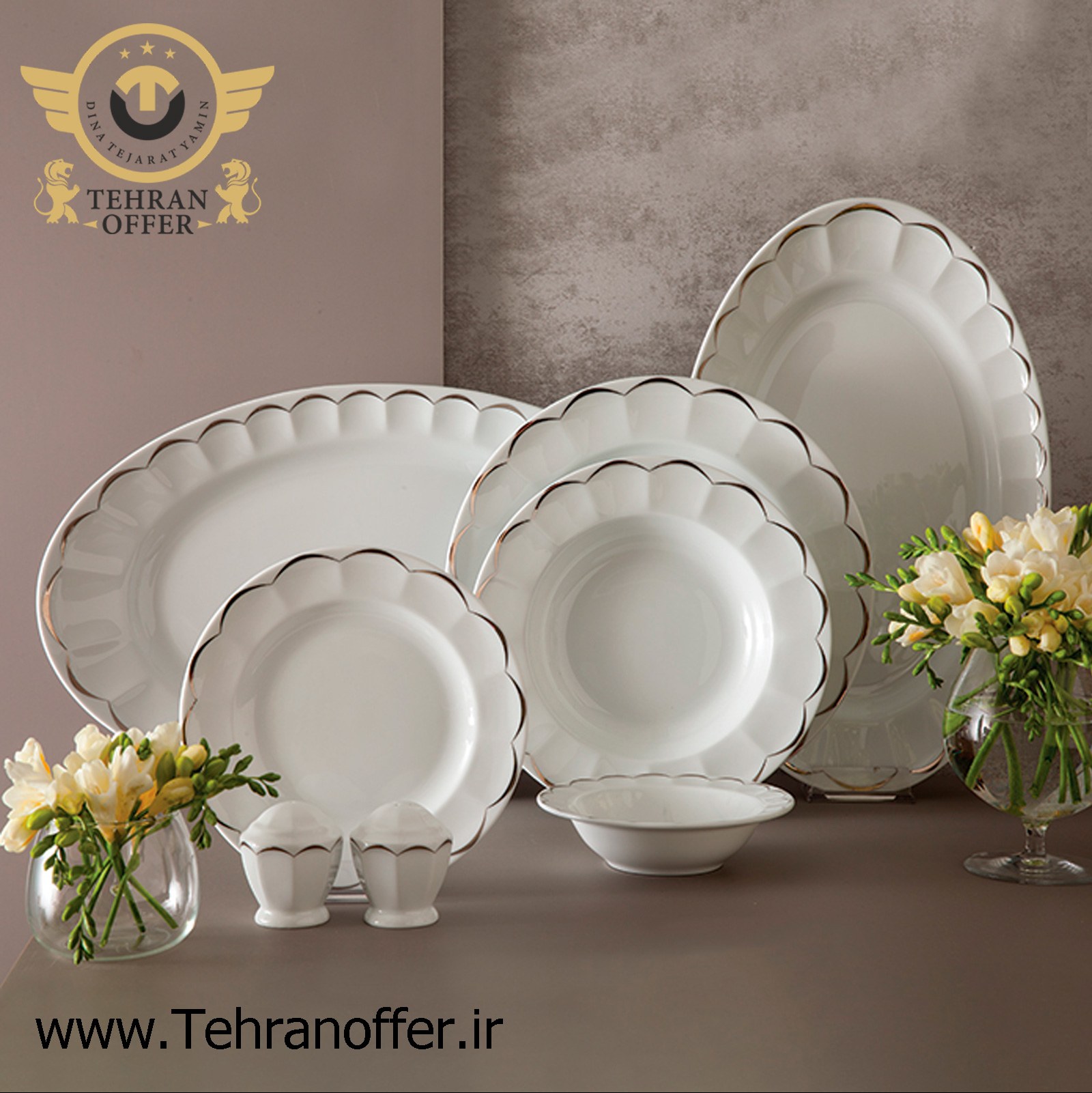 سرویس 29 پارچه چینی زرین مدل نارسیس پلاتین درجه عالی