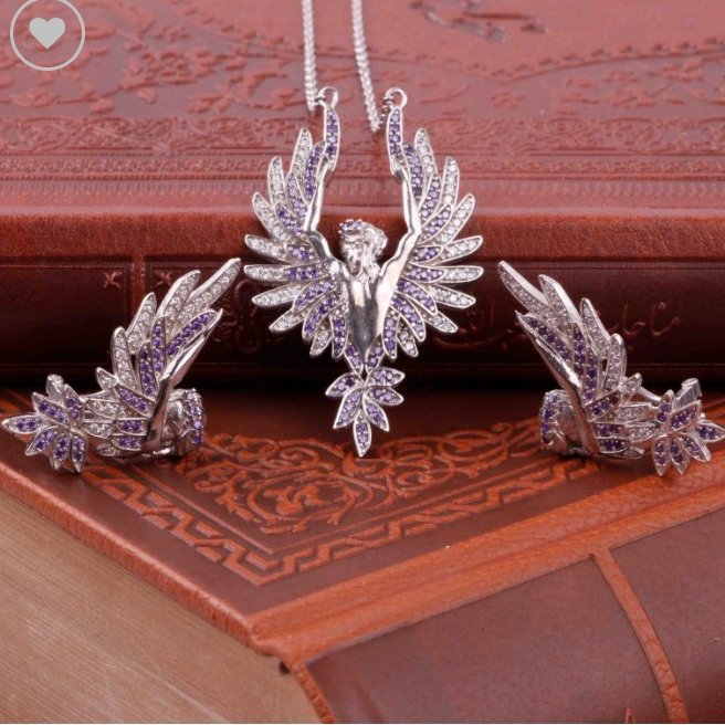 نیم ست نقره طرح پریسان به همراه زنجیر نقره