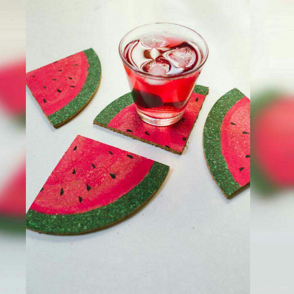 پک 6عددی زیر لیوانی یلدایی طرح هندوانه،ویژه یلدا