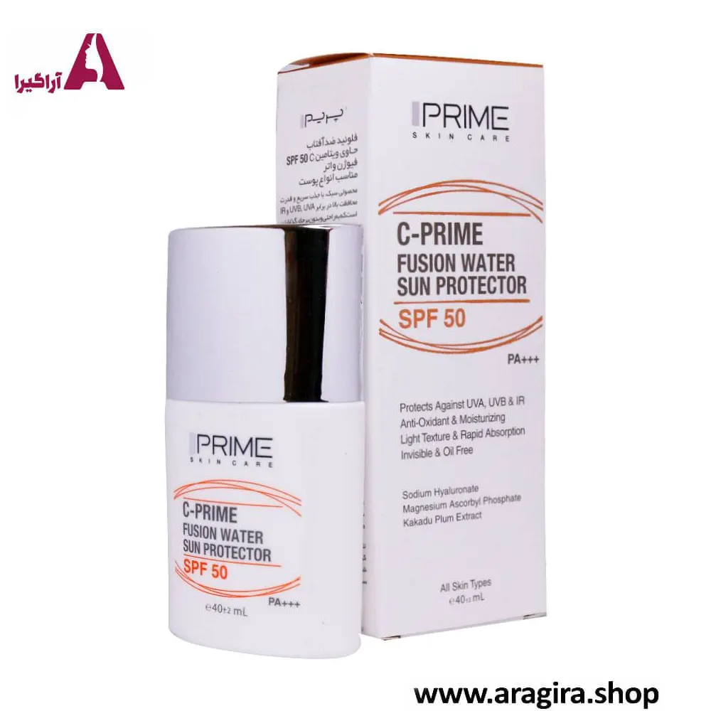 فلوئید ضدآفتاب پریم SPF 50 مدل C-Prime Fusion Water مناسب انواع پوست حجم 40 میلی لیتر