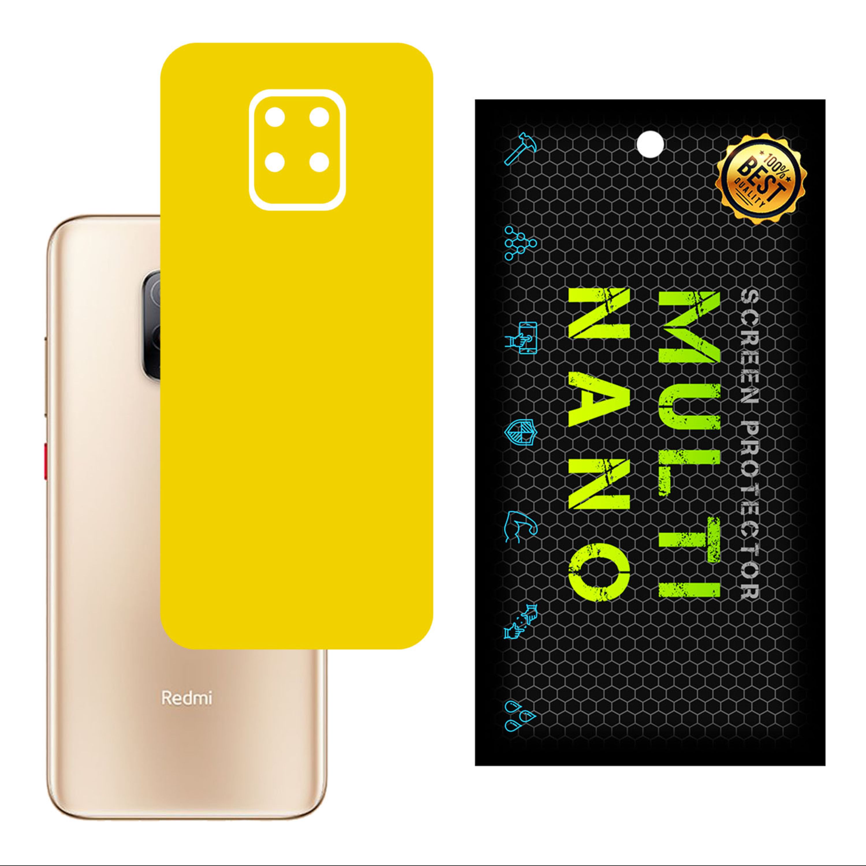 برچسب پوششی MultiNano مدل X-F1M-Yellow برای پشت موبایل شیامی Redmi  10X 5G 