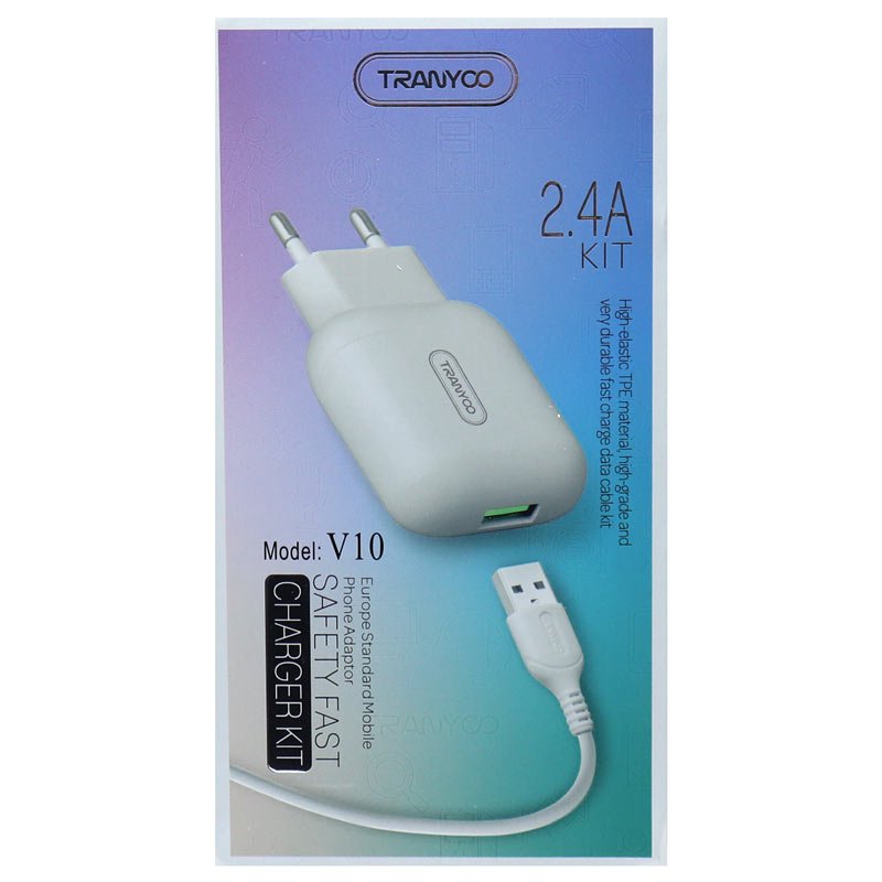 شارژر دیواری فست شارژ Tranyoo V10 + کابل میکرو یو اس بی