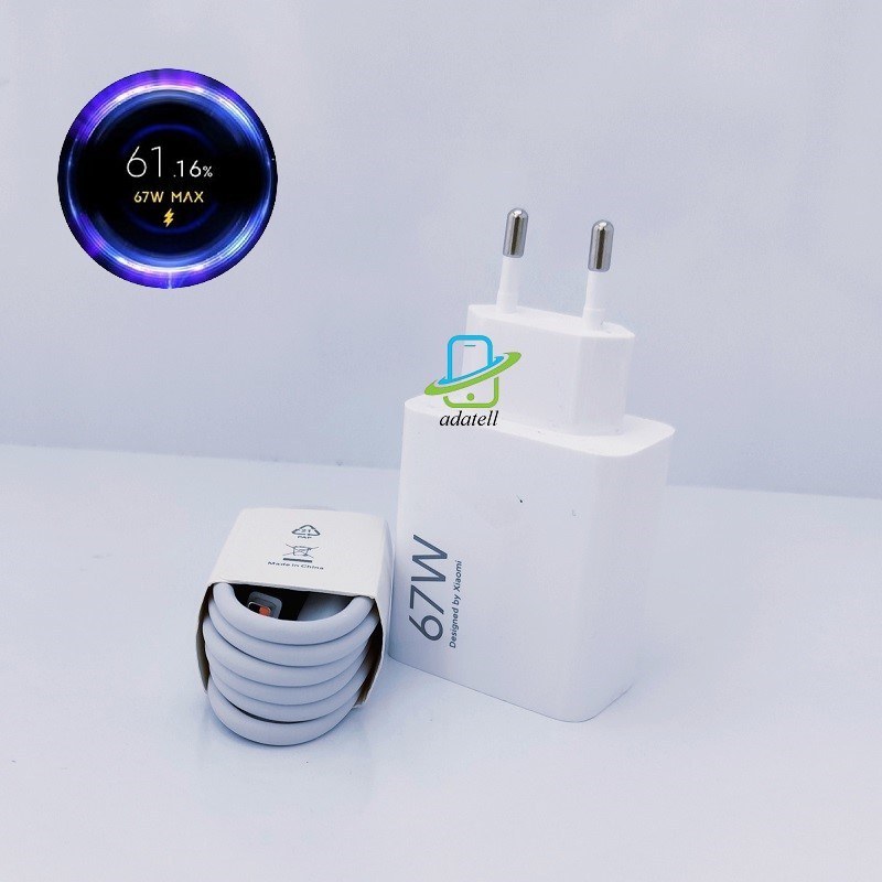 شارژر اورجینال سرکارتنی 67 وات توربو شارژ سی وی 3   Civi 3 شیائومی همراه کابل با 1 سال گارانتی