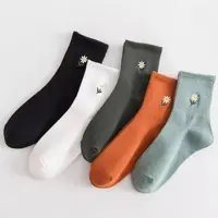 جوراب نیمساق گلدوزی بابونه -بسته10تایی(هررنگ2عدد)