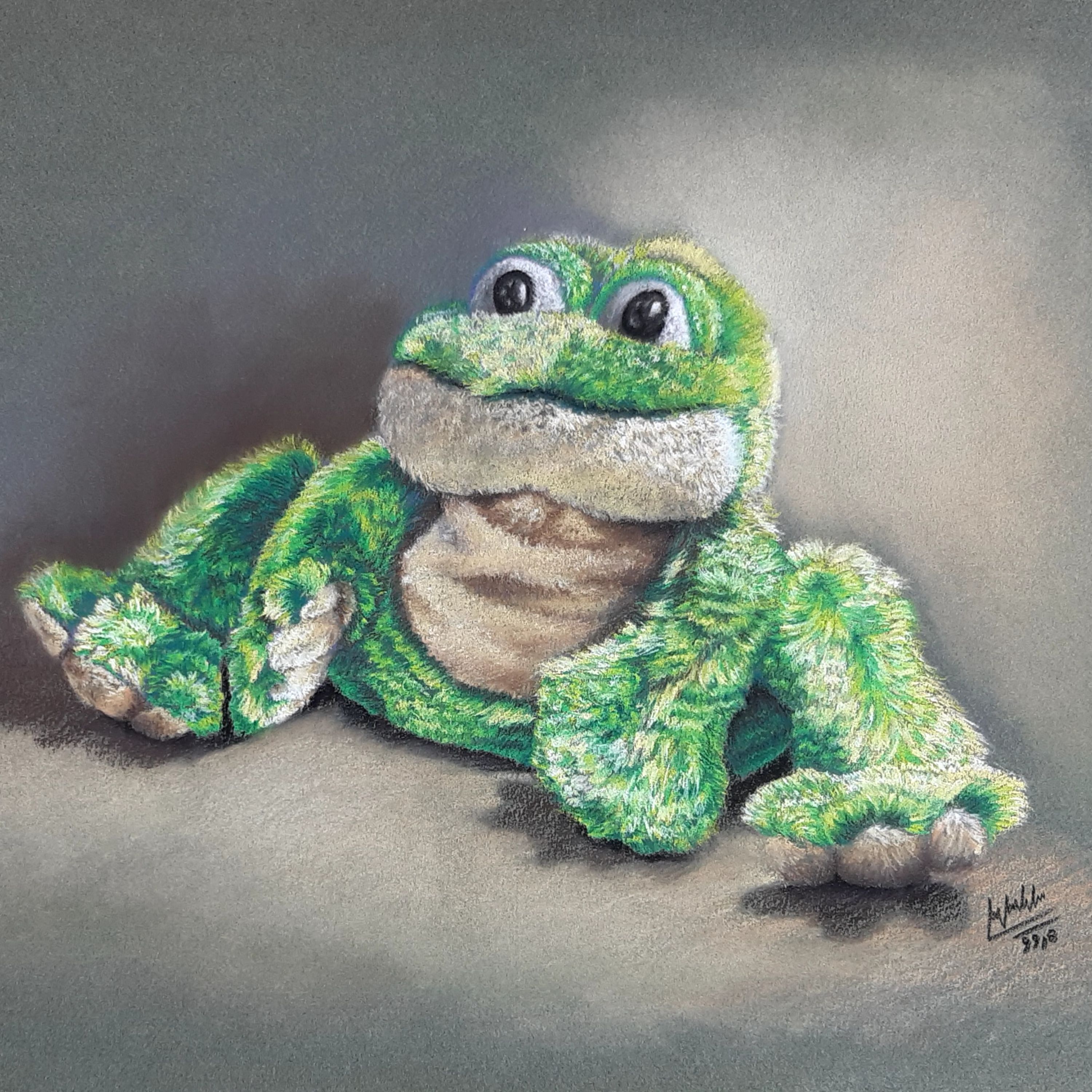 تابلو نقاشی پاستل گچی فانتزی سایز 16در22.5 (قورباغه.اورجینال)