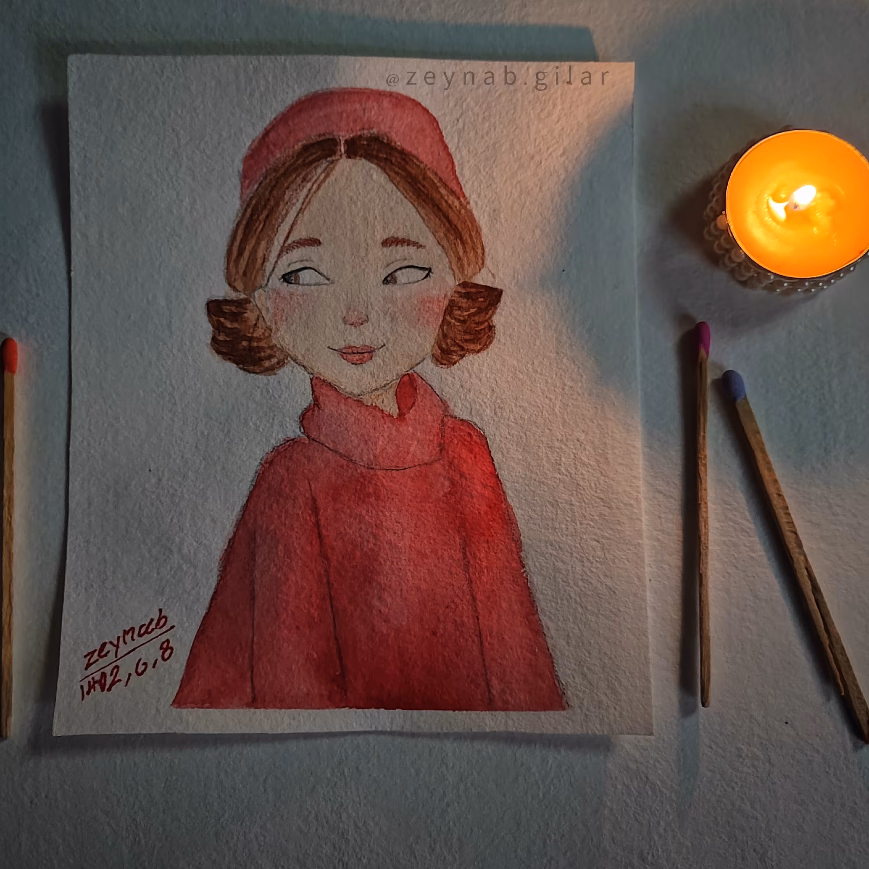 نقاشی آبرنگی طرح دختر