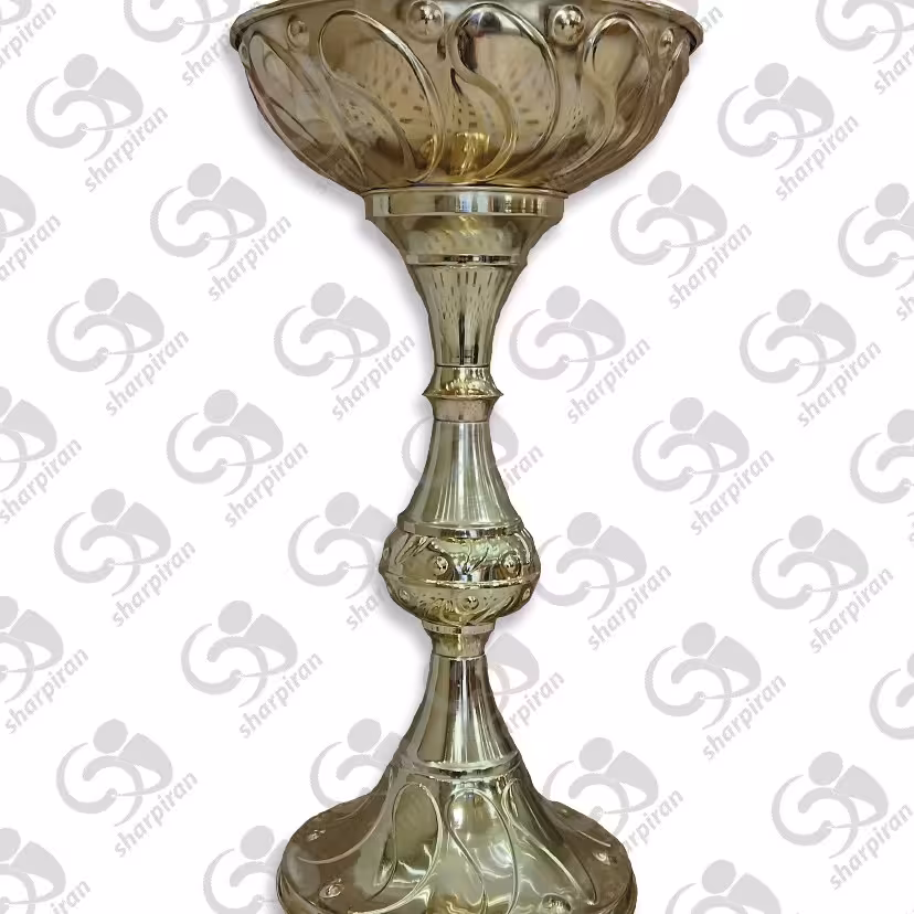  جام آجیل و خشکبار پایه دار مدل اشکی آبکاری طلایی 