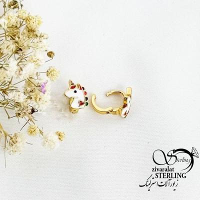 گوشواره بچه گانه تک شاخ رنگی طرح طلا کد 17383