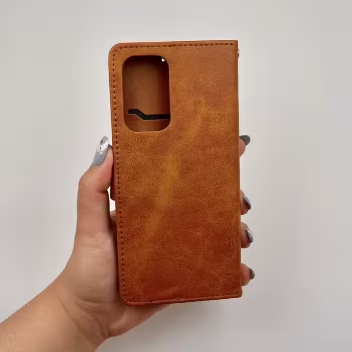 کیف گوشی Galaxy A33 5G سامسونگ چرمی مدل جاکارتی مگنت دار لوکس عسلی کد 95813
