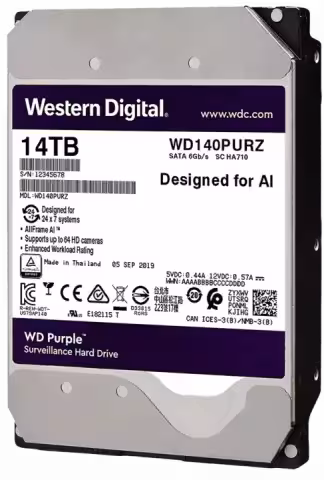 هارد وسترن دیجیتال بنفش Purple WD60PURZ ظرفیت 14 ترابایت
