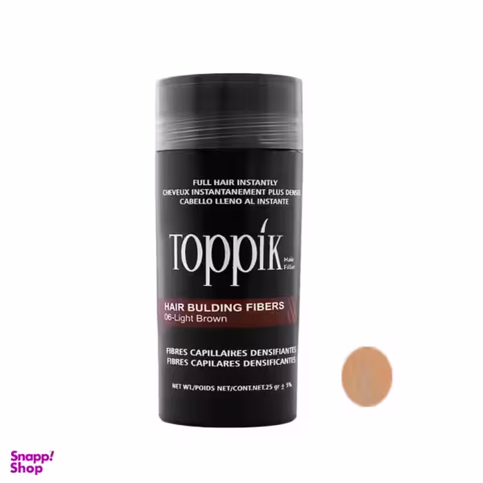 پودر پر پشت کننده مو تاپیک (Toppik) هیر فیلر کد 06 وزن 25 گرم رنگ قهوه ای روشن