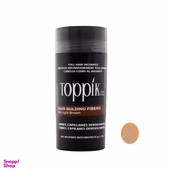 پودر پر پشت کننده مو تاپیک (Toppik) هیر فیلر کد 06 وزن 25 گرم رنگ قهوه ای روشن