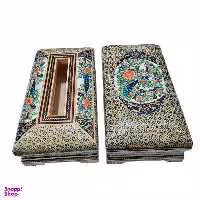 ست جعبه کارد و چنگال و جعبه دستمال کاغذی خاتم کاری مدل گل و مرغ کد 72