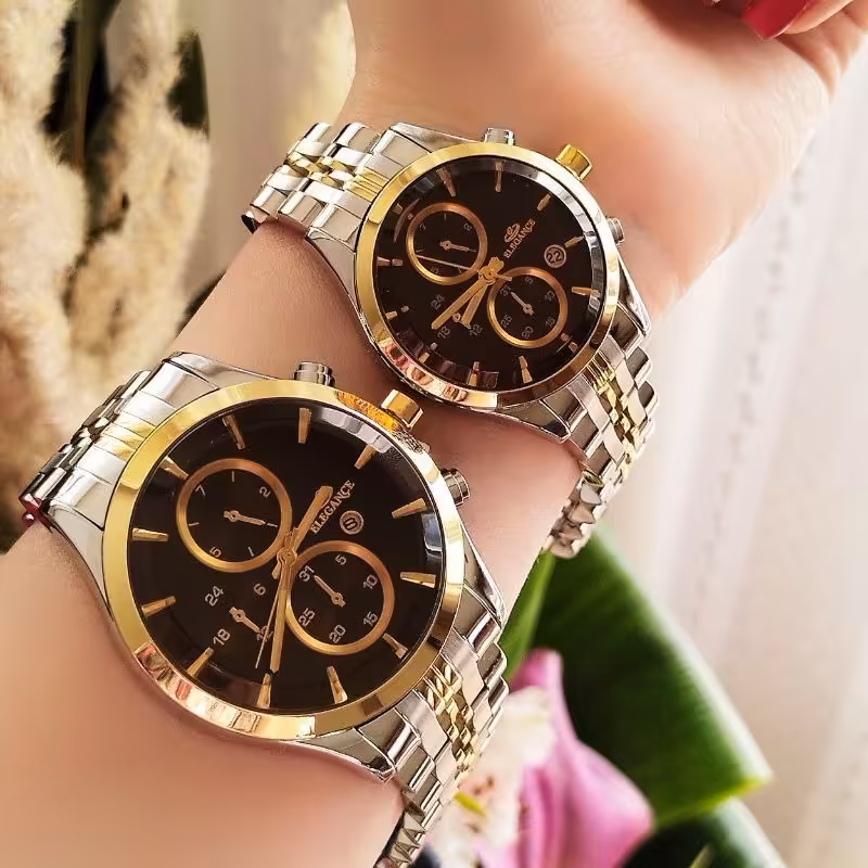   ساعت ست مردانه و زنانه جنس استیل(برندالگانس)