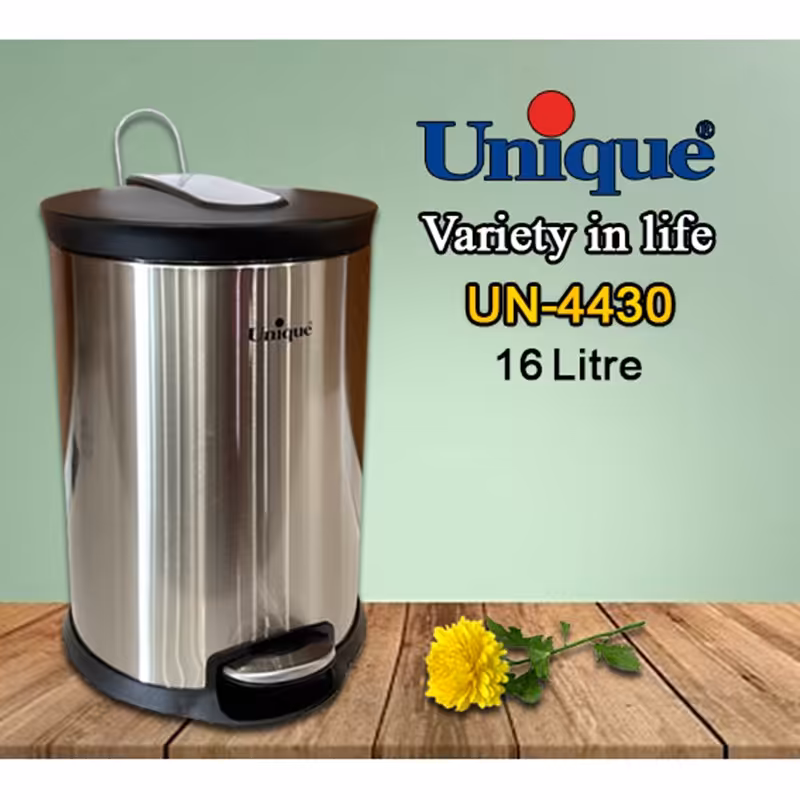 سطل زباله استیل یونیک 16 لیتری با آرام بند مدل 4430