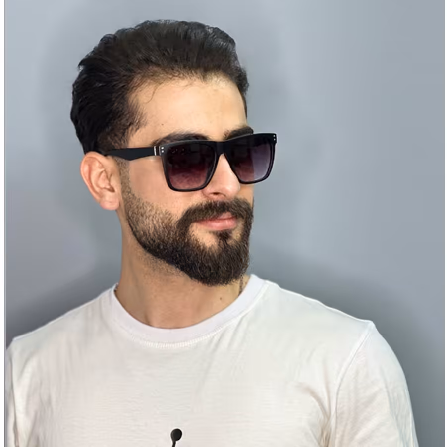 عینک آفتابی مردانه اورجینال مشکی برند ری بن مربعی یووی400

