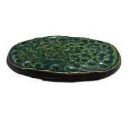 بشقاب سفالی بیضی مدل انگشتی رنگ سبز