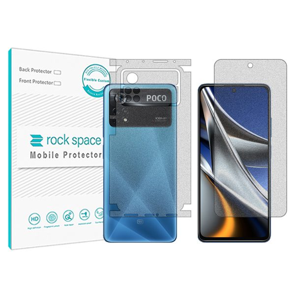 گلس صفحه نمایش و پشت گوشی شیائومی Poco X4 Pro 5G مدل نانو هیدروژل گیمینگ برند راک اسپیس کد MS