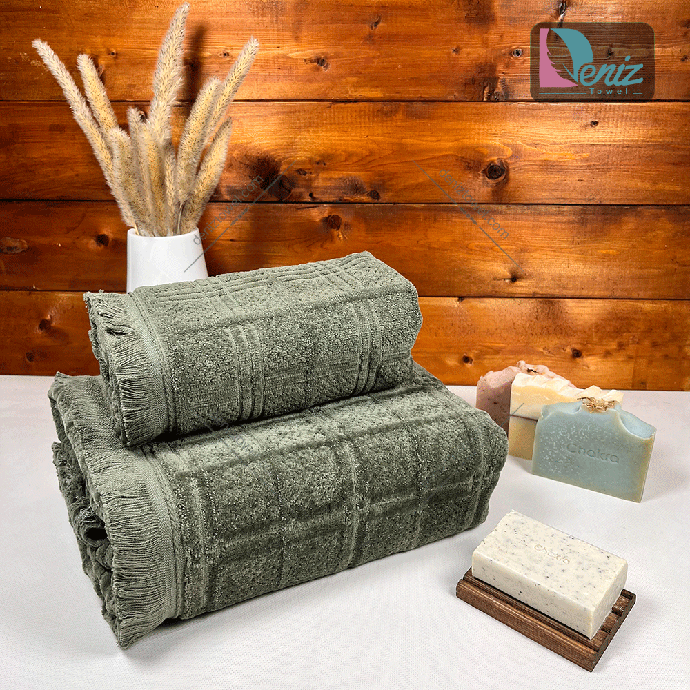 حوله ست استخری و دستی مارتا رنگ زیتونی