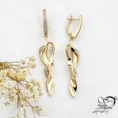 گوشواره ژوپینگ آویز طرح طلا کد 17760