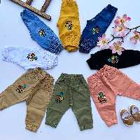 شلوار کتان بچگانه طرح استیکر دخترانه و پسرانه 