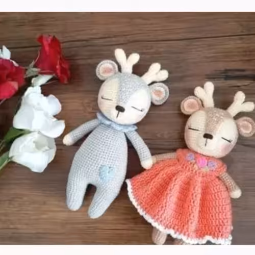 عروسک بافتنی دختر و پسر گوزن دلبافت قیمت برای یک عدد هست