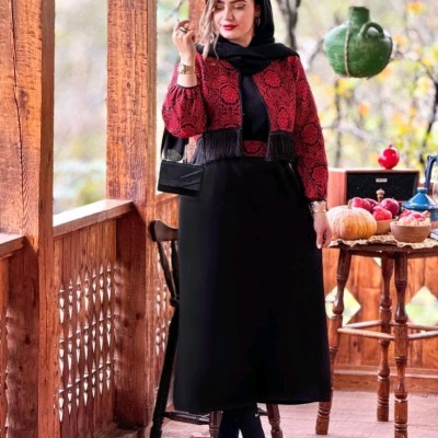ست سه تیکه کت و سارافن و کمربند یلدایی
