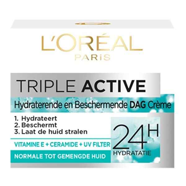 کرم روز سه کاره لورال LOREAL مدل تریپل اکتیو TRIPLE ACTIVE حجم 50 میل | آبرسان 24 ساعته پوست نرمال و مختلط