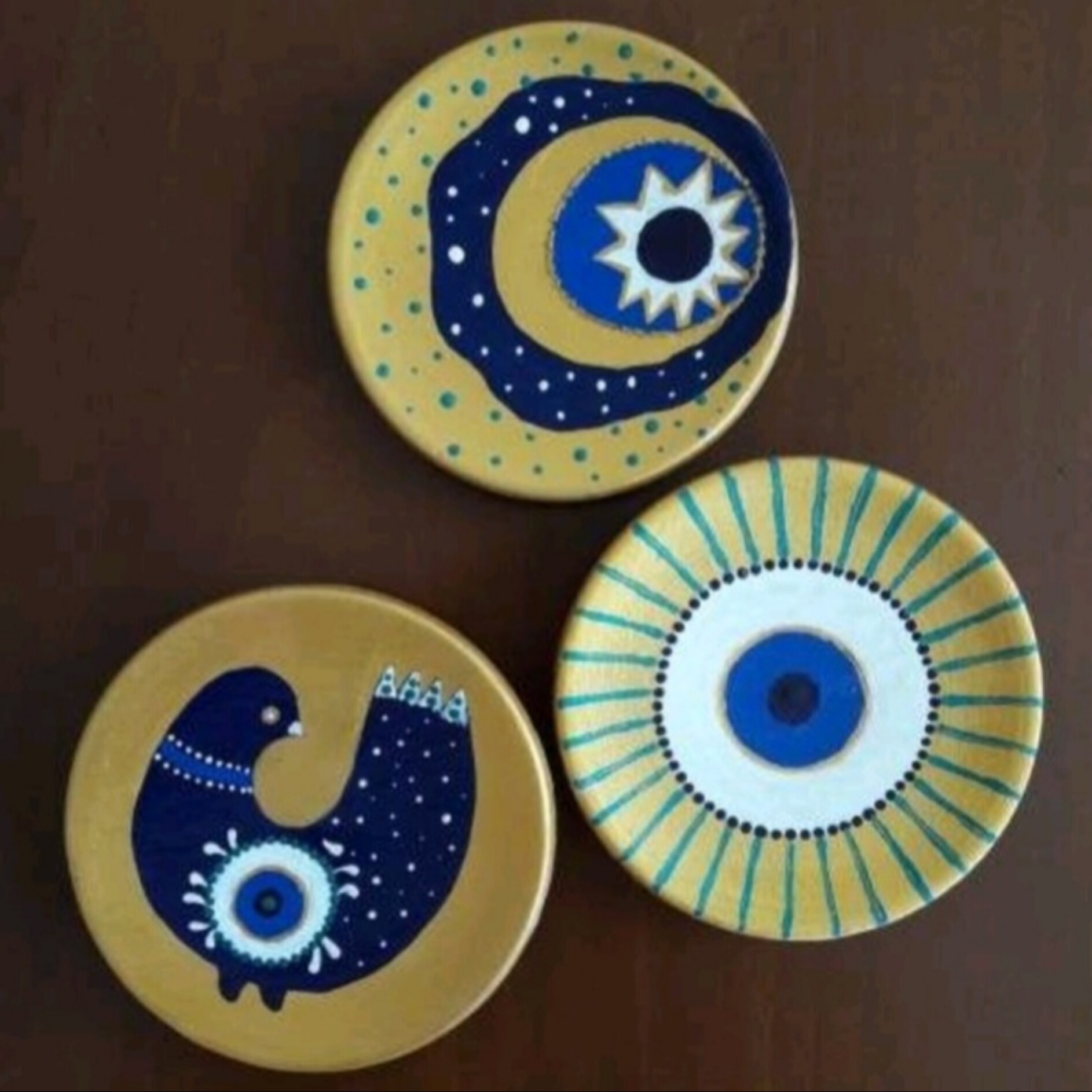 چشم زخم سه عددی زیبا طلایی