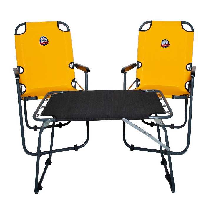 میز و صندلی سفری دسته فلزی مجموعه 3 عددی