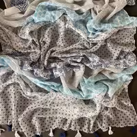 شال نخی طرحدار وارداتی با حاشیه منگوله دار 