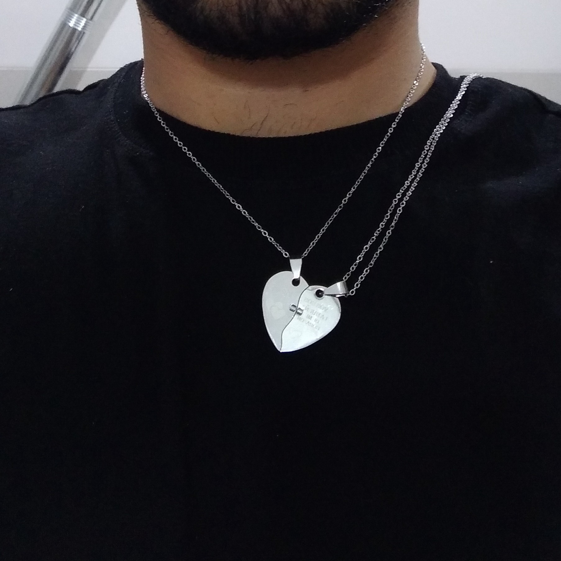 ست گردنبند استیل مگنتی مدل دوستی طرح قلب رنگ ثابت(جفتی با زنجیر)