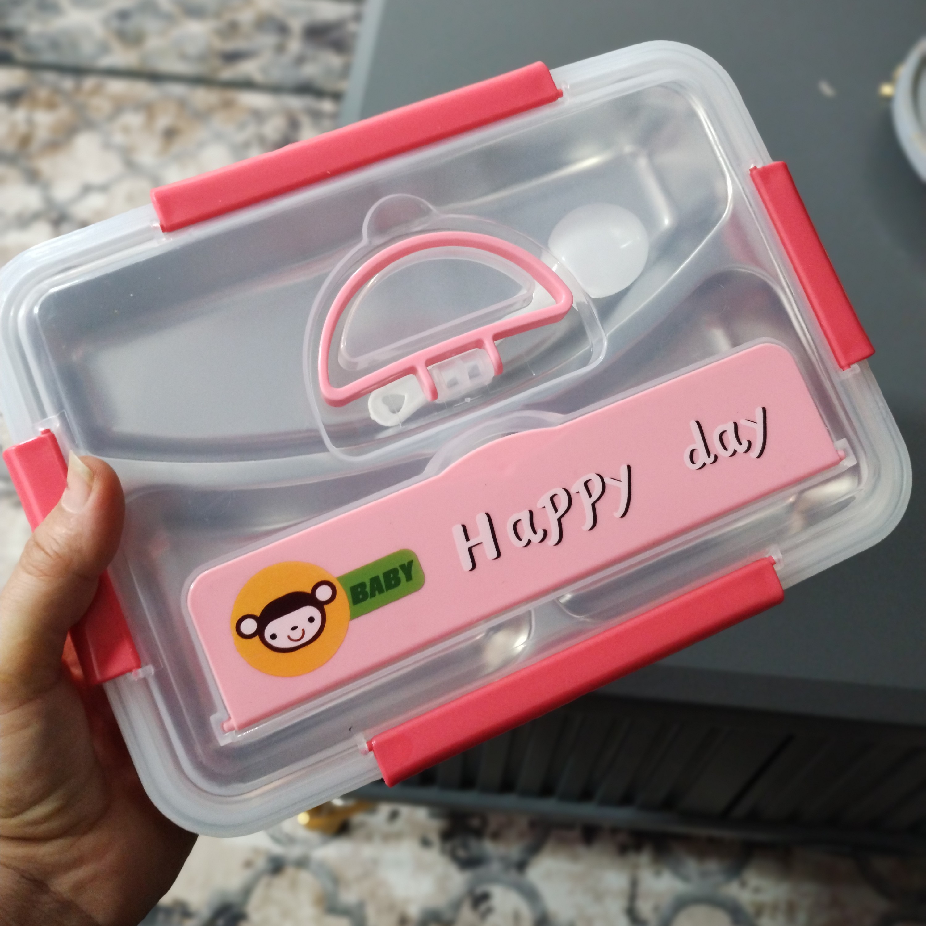 ظرف غذای کودک سه خانه استیل ضد زنگ با کیفیت 