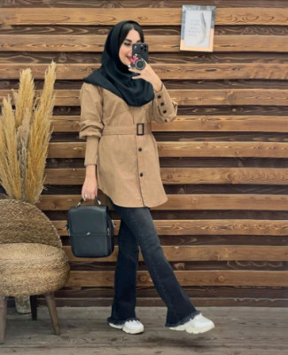 مانتو دانشجویی کرپ پرشیا درجه یک مدل مبینا
