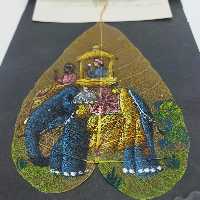 نقاشی قدیمی بر روی برگ انجیر طبیعی (هندی) شماره 10