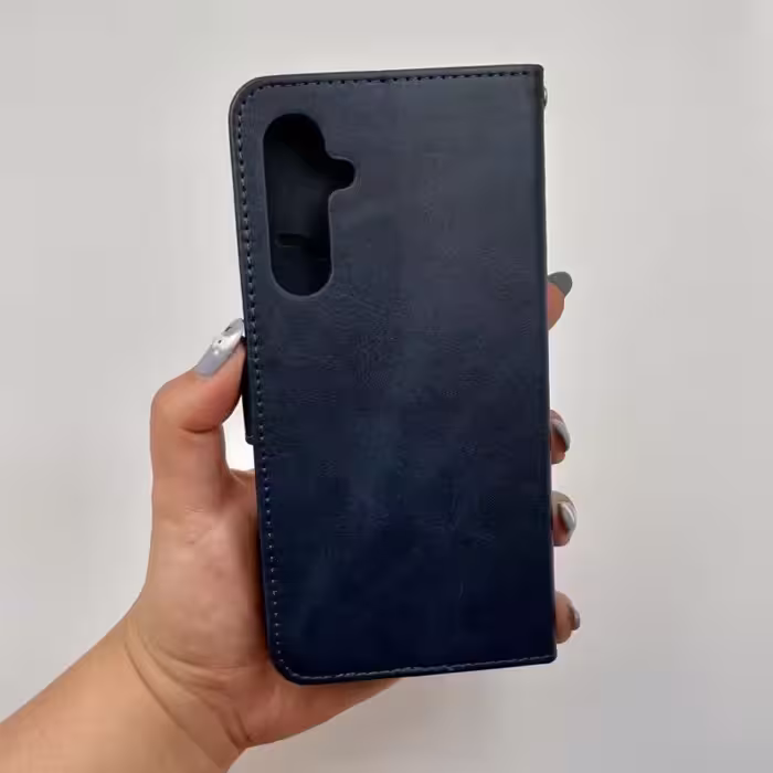 کیف گوشی Galaxy A54 5G سامسونگ چرمی مدل جاکارتی مگنت دار سرمه ای کد 69201