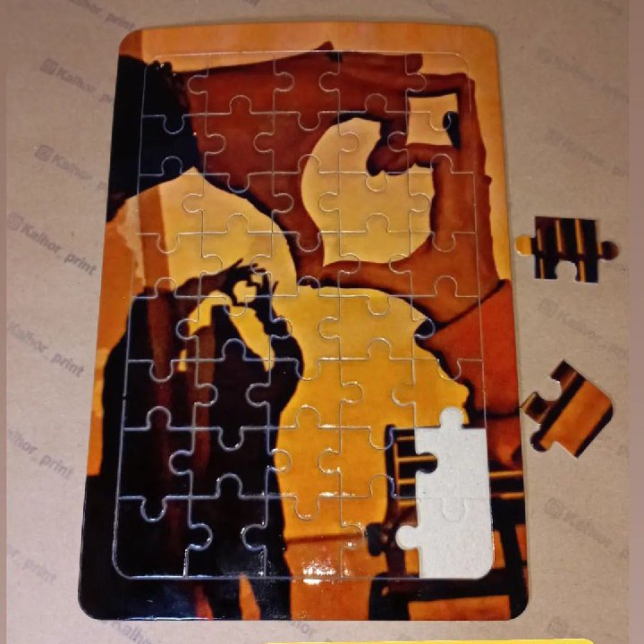 چاپ پازل با قیمت باورنکردنی 54 تکه قابدار مقوایی ابعاد آ4