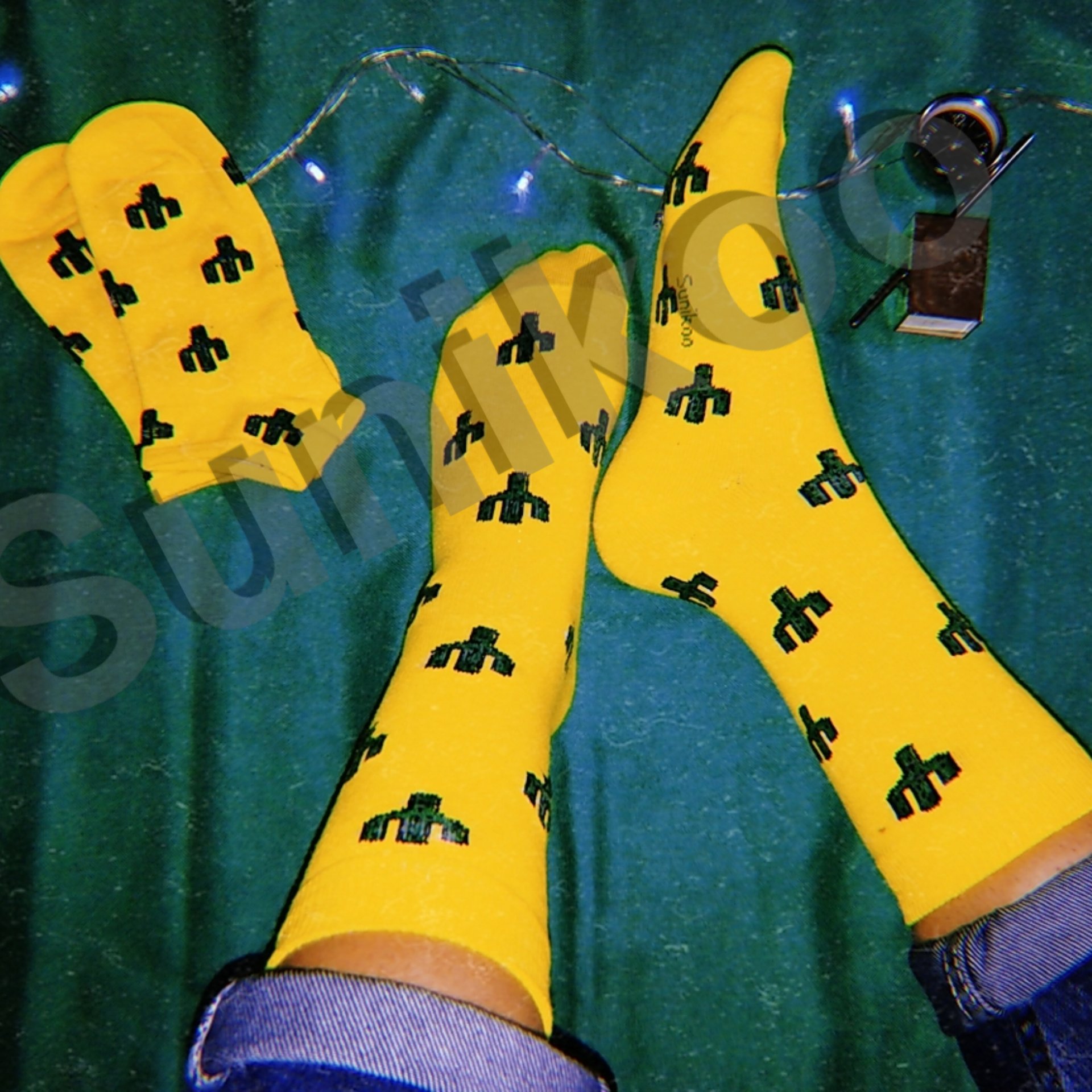 جوراب ساقدار کاکتوسی زرد