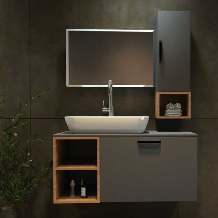 روشویی کابینتی رزا مدل s 1300 ( سفید و خاکستری و شکلاتی )