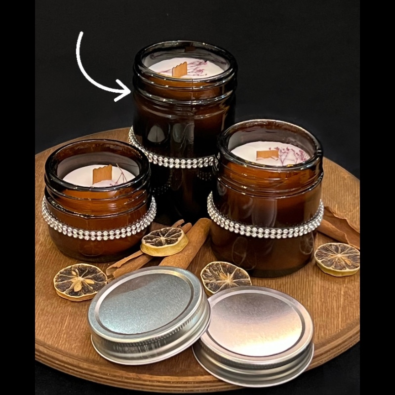 شمع شیشه ای عطری رایحه اسطوخودوس-سایز بزرگ